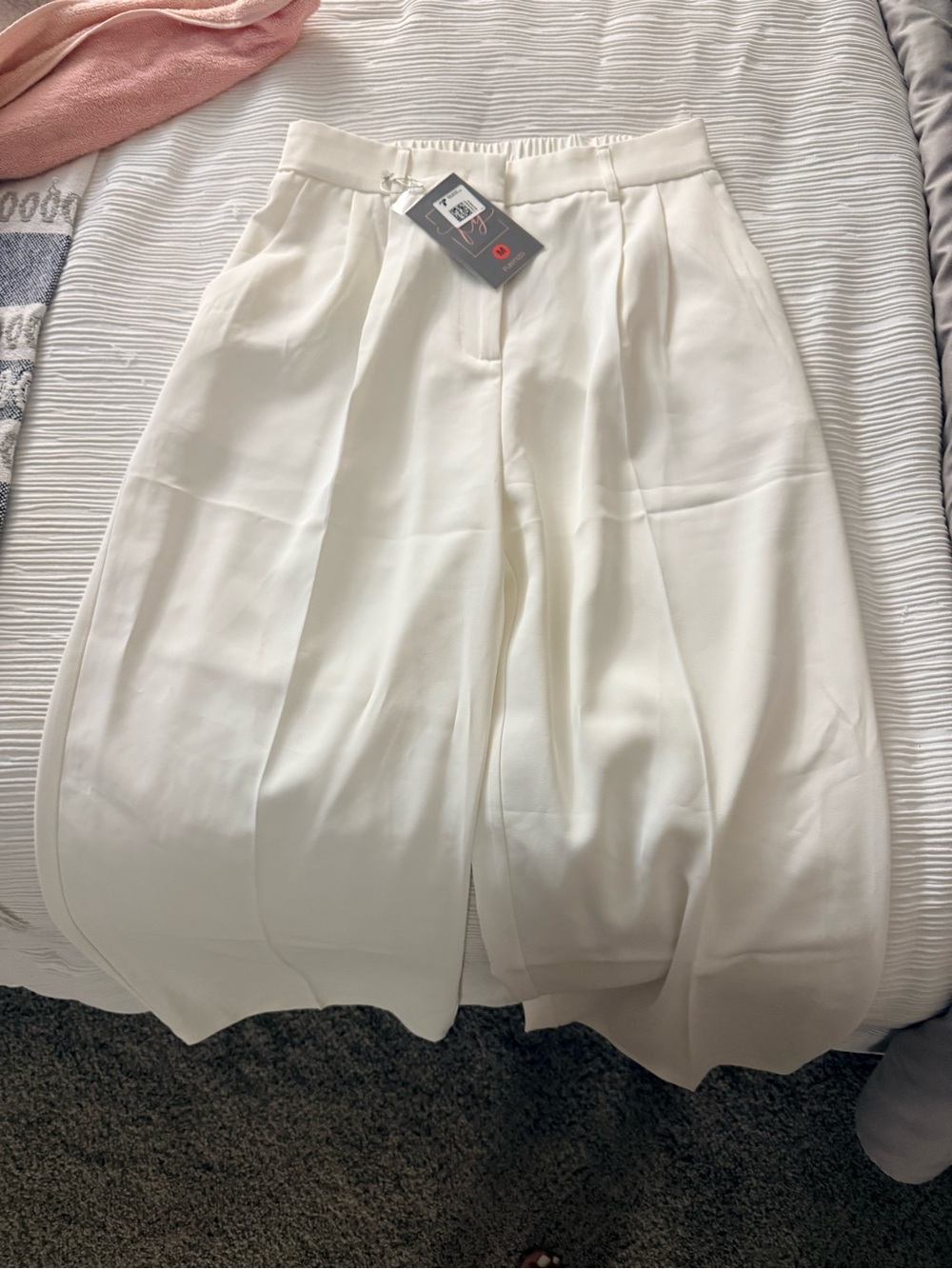 Amazon Women's White High-Waist Pleated Trousers